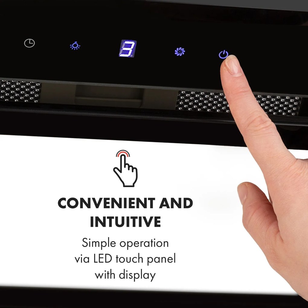 Klarstein Hektor Brilliant Edition, beépíthető páraelszívó, 52 cm, 506 m³/ó, érintőképernyős, fekete