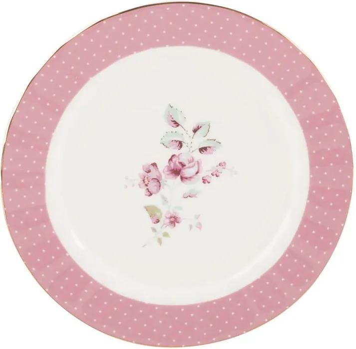 Ditsy rózsaszín-fehér porcelán desszertes tányér - Creative Tops