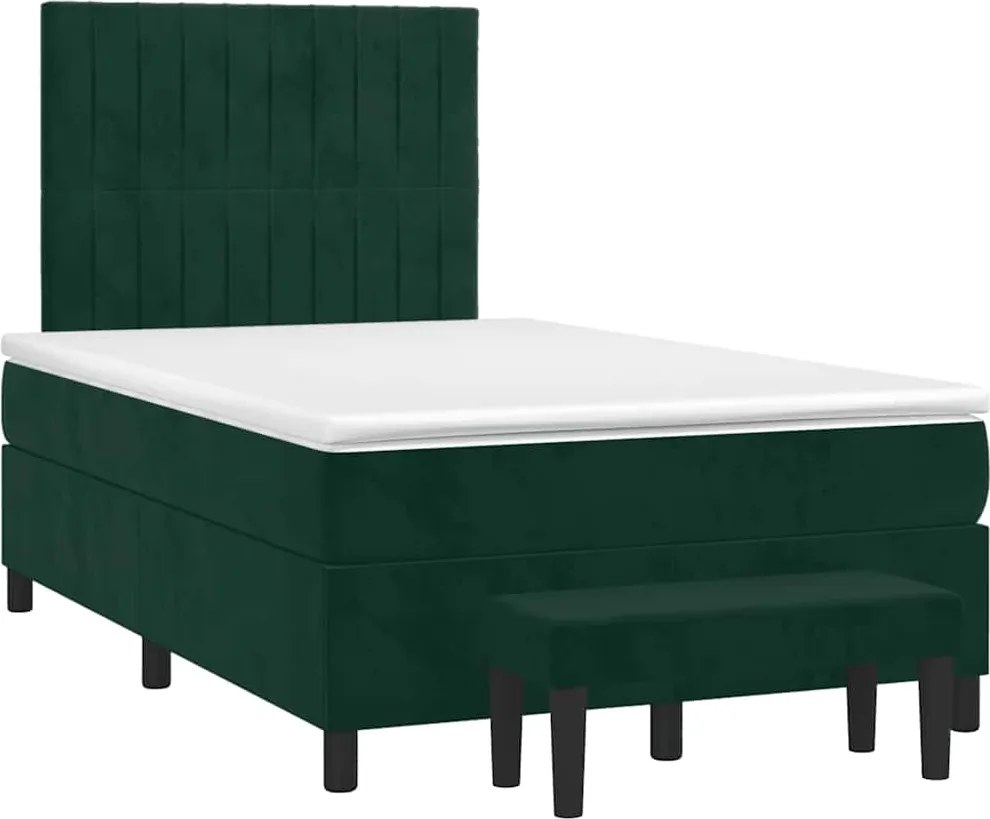 vidaXL sötétzöld bársony rugós ágy matraccal 120x190 cm