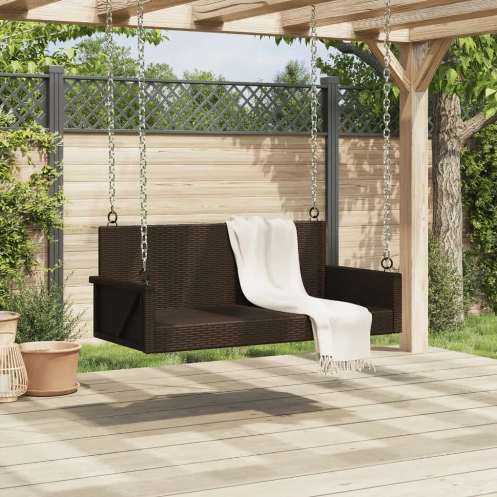 barna polyrattan hintapad 119 x 56 x 48 cm