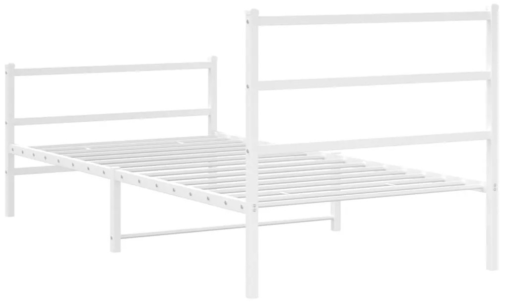 fehér fém ágykeret fej- és lábtámlával 100 x 200 cm