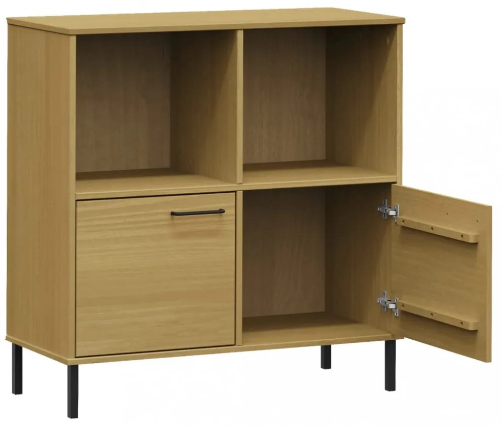 OSLO barna tömör fa könyvszekrény fém lábakkal 90x35x90,5 cm