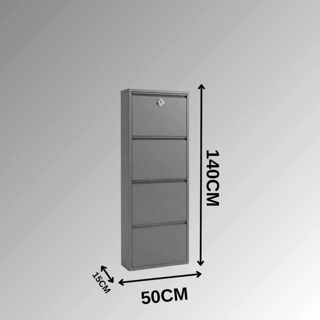 Fém cipősszekrény, antracit, 50 cm – TR307GLM1140