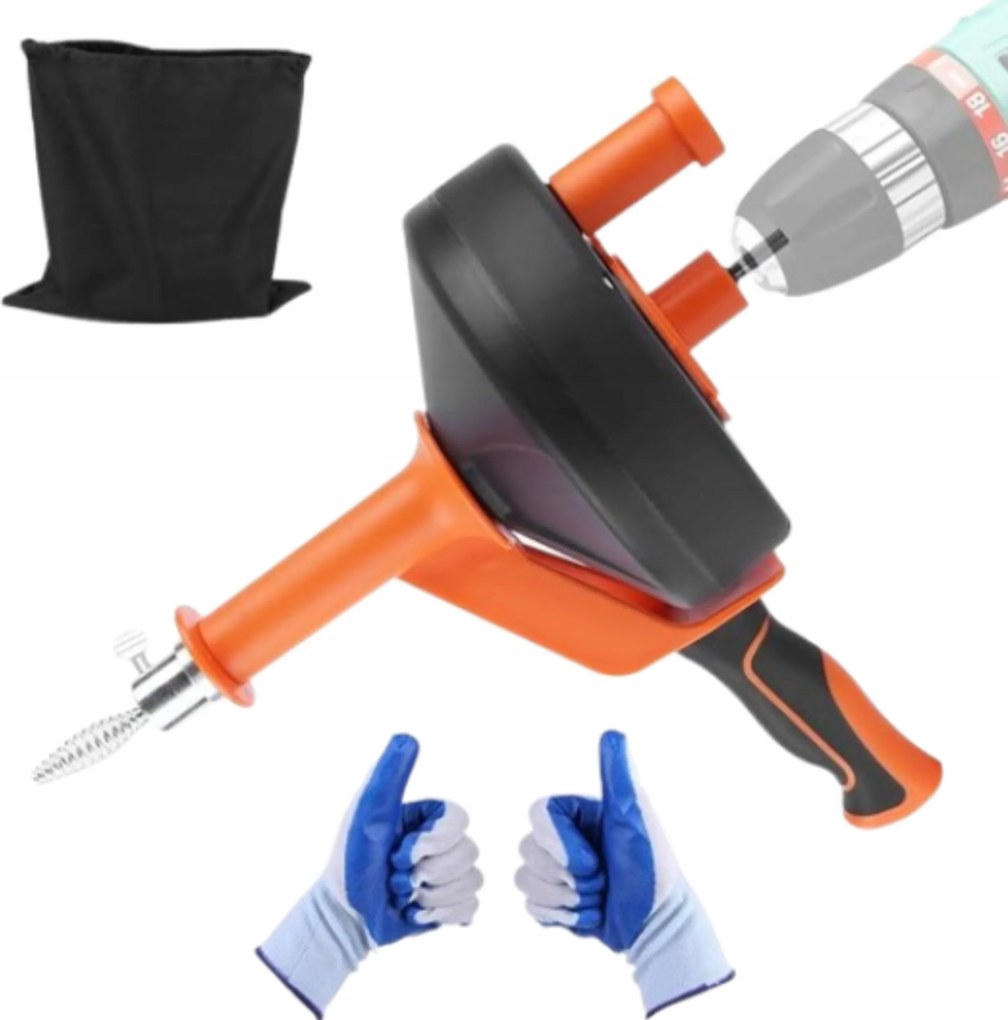 Csőtisztító spirál Tolókar 7,6 M Csőlefolyók tisztítása