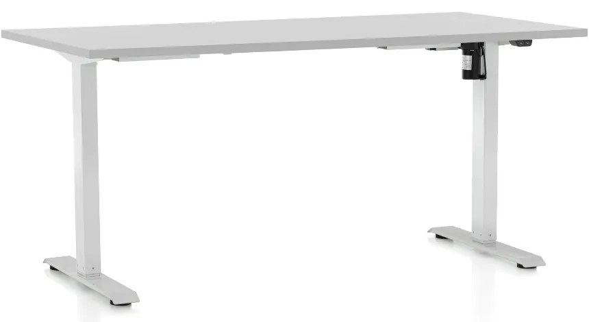 Állítható magasságú asztal OfficeTech A, 160 x 80 cm, fehér alap, világos szürke