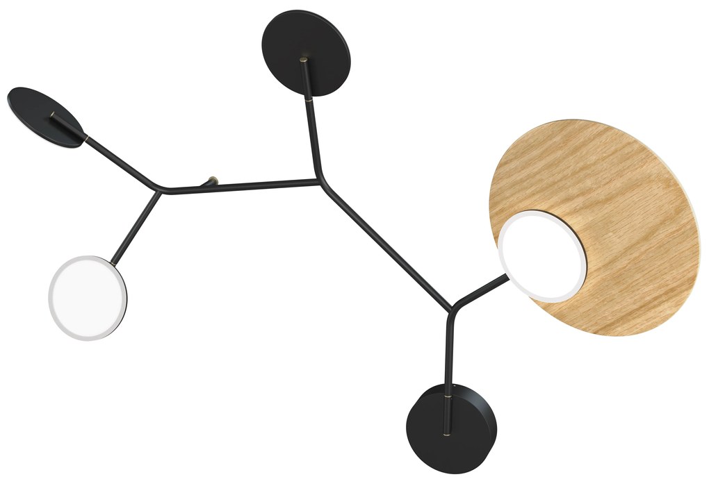 Ballon 5 B fali lámpa, többféle változatban - TUNTO Modell: fekete keret és burkolat, diófa rétegelt lemez panel