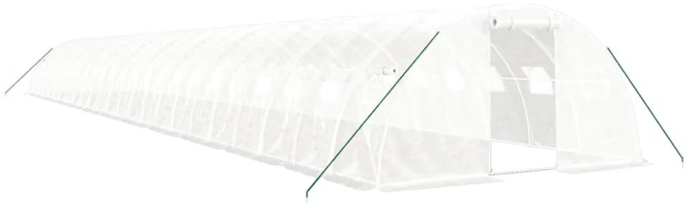 fehér acélvázas melegház 96 m² 24 x 4 x 2 m