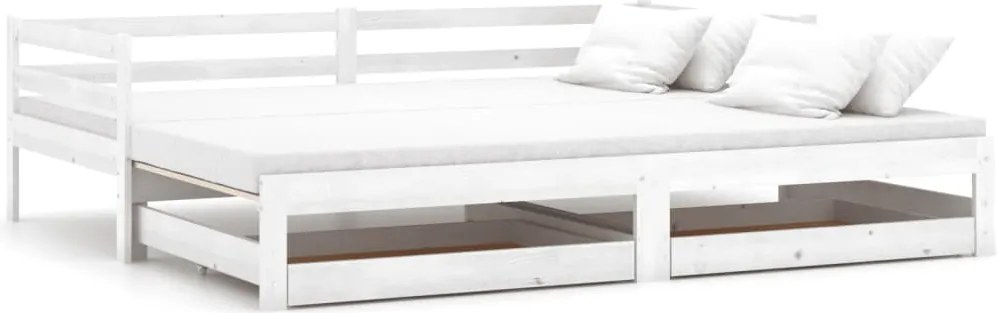 vidaXL fehér tömör fenyőfa kihúzható kanapéágy 2 x (90 x 200) cm