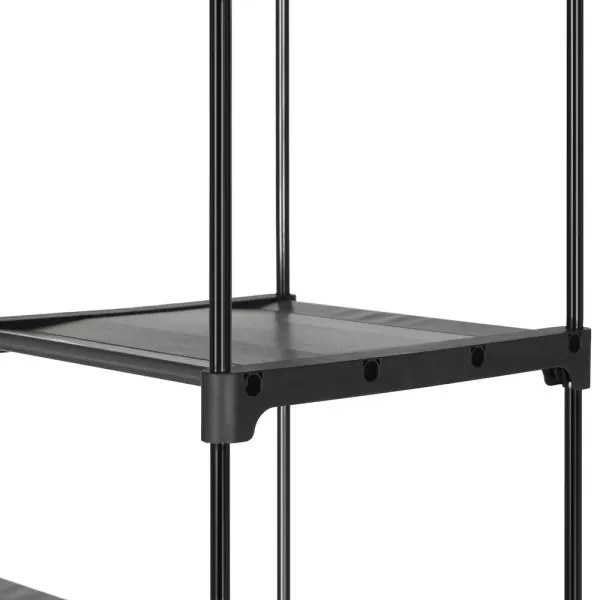 MATIS 140x174 cm szürke textil tárolószekrény polcokkal és ruharúddal