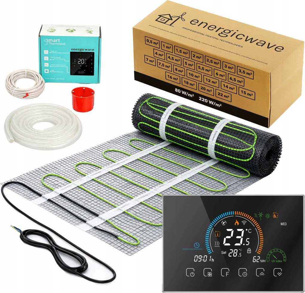 Fűtőszőnyeg 150W Wifi termosztáttal 10m2 Fűtőszőnyeg