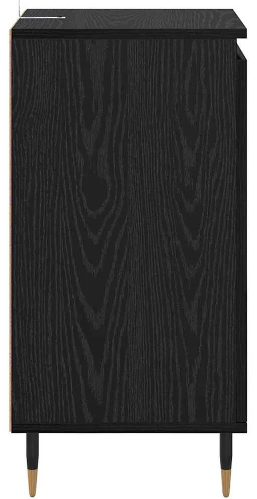 Széf 2 pcs Fekete tölgy 40 x 35 x 70 cm Műszaki fa és vas