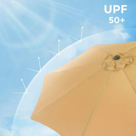Kerti napernyő, upf 50+, napernyő, 30°-ban dönthető, 3 m, taupe