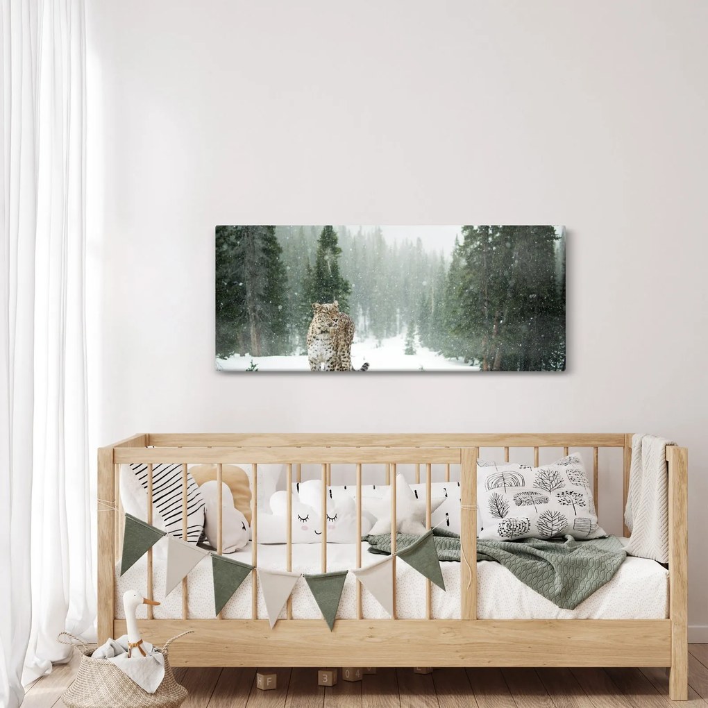 Leopárd a hóban képe (120x50 cm)