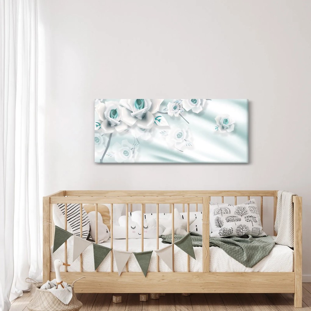 Kép - Türkiz rózsa virágok (120x50 cm)