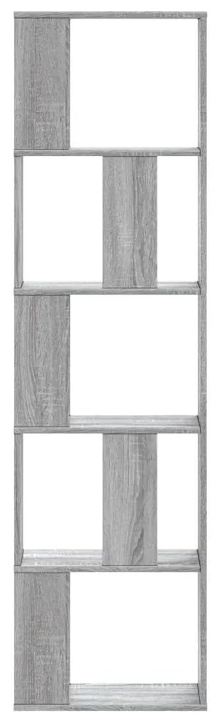 5 szintes szürke sonoma szerelt fa könyvespolc 45x23,5x162,5 cm