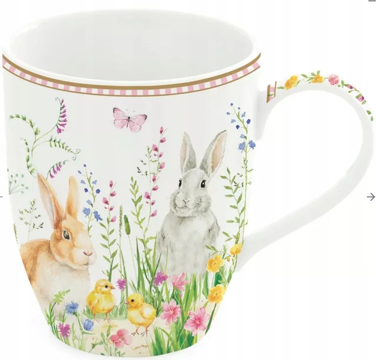 Porcelán bögre Elegáns húsvéti nyuszi pasztell színes