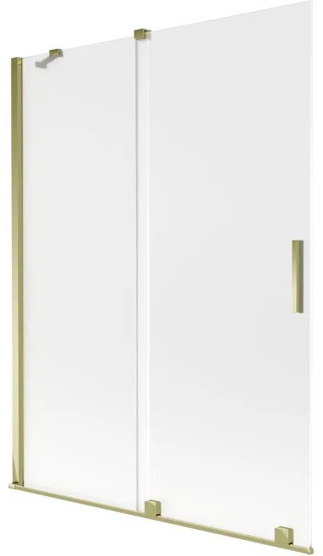 Mexen Velar, 2 szárnyas eltolható kádparaván 130 x 150 cm, 8 mm-es mattüveg, arany fényes, 896-130-000-31-50