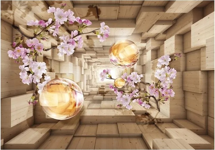 Fotótapéta Optika hálószoba alagút virágok 312x219