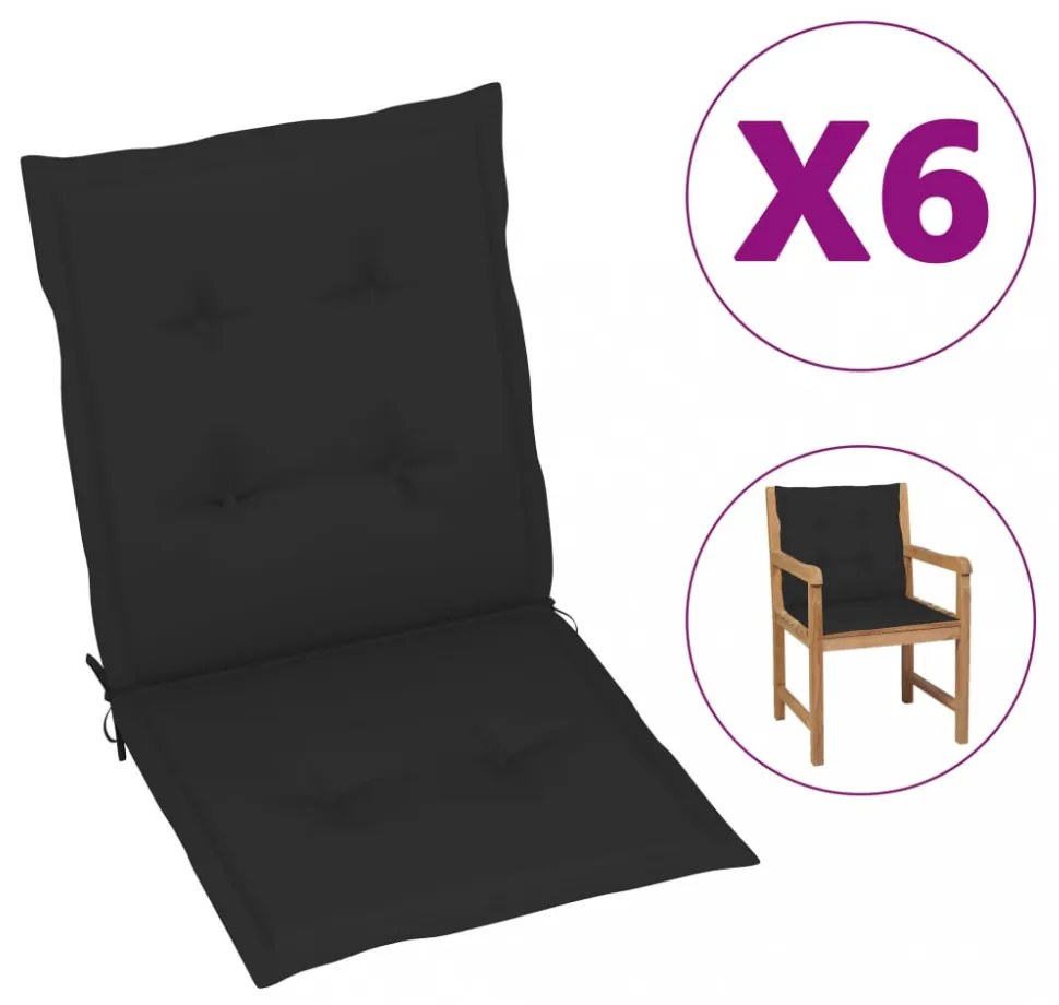 6 db fekete oxford szövet háttámlás székpárna 100x50x3 cm