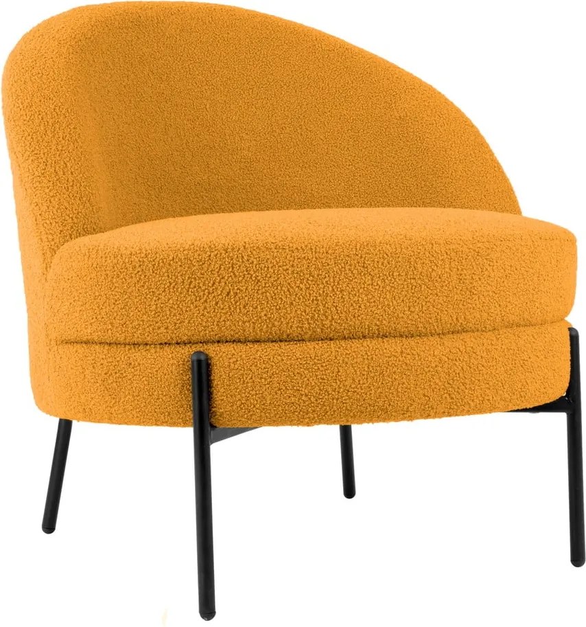 Okkersárga buklé fotel Noble – Leitmotiv