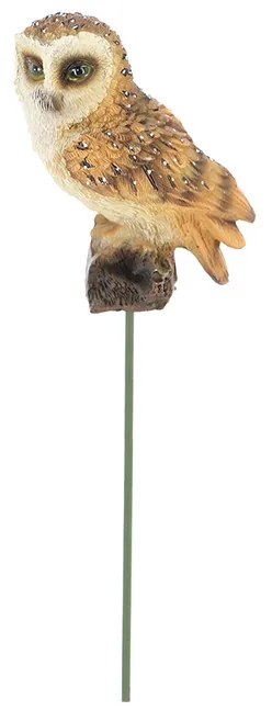 Leszúrható gyöngybagoly polyresin szobor, kültéri és beltéri dekorációs kiegészítő