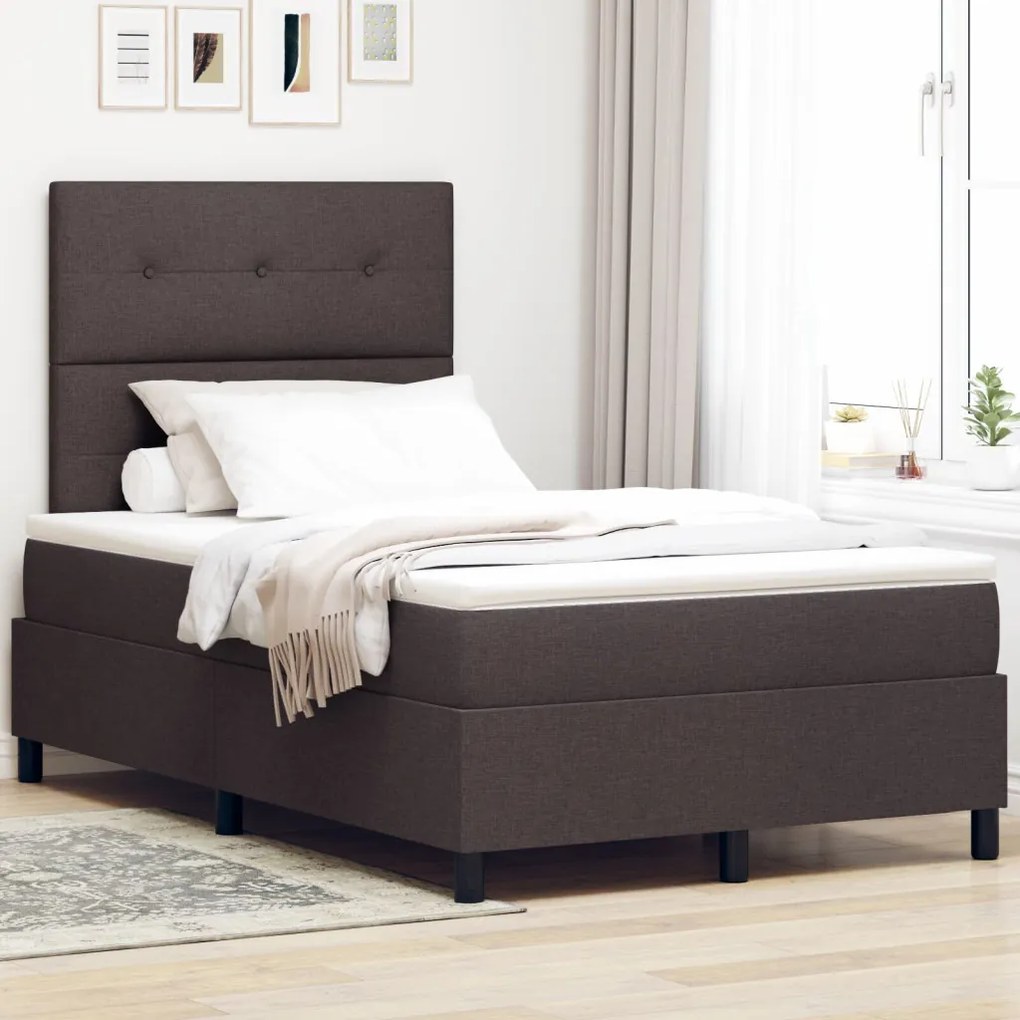 Box Spring Ágy Matrac Sötétbarna Kicsi Franciaágy Szövet