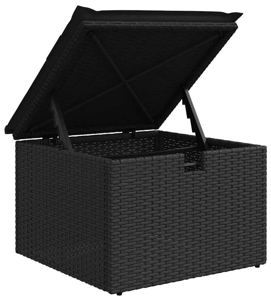vidaXL 6 részes fekete polyrattan akácfa kerti ülőgarnitúra párnákkal