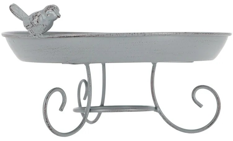 Fém madáritató, lábakon álló, szürke, 22 cm átmérőjű