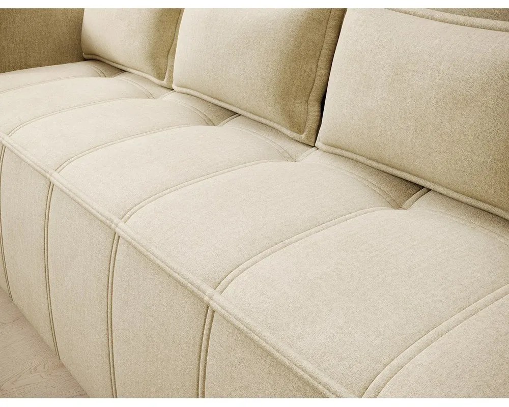 Bézs bársony kinyitható-tárolóhelyes kanapé 242 cm Weltton – ELTAP