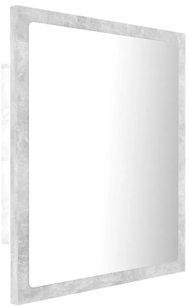 betonszürke akril LED-es fürdőszobatükör 40x8,5x37 cm