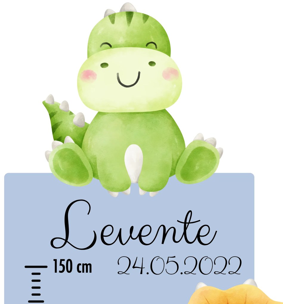 PIPPER. Textil falmatrica "Gyermek magasságmérő névvel - Dinoszauruszok 2"