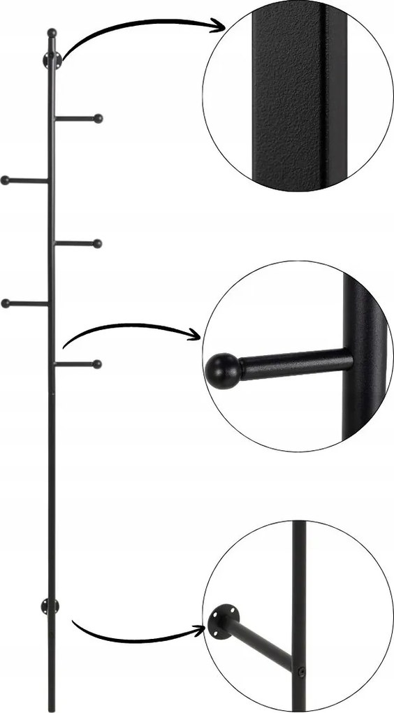 Fekete fali kabátakasztó irodai előszobába 171,2 cm