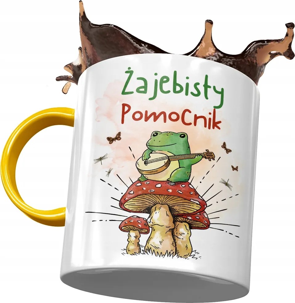 Sárga Bögre Segédeszköz Békás Segédeszköz Nyomtatott Fotóval