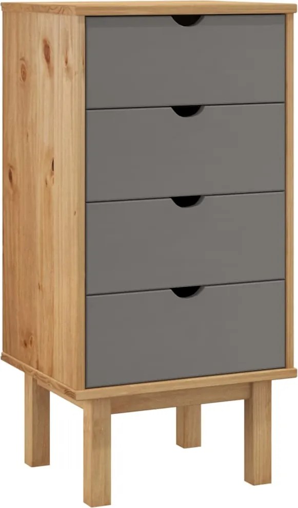 vidaXL OTTA barna és szürke tömör fenyőfa fiókos szekrény 45x39x90 cm