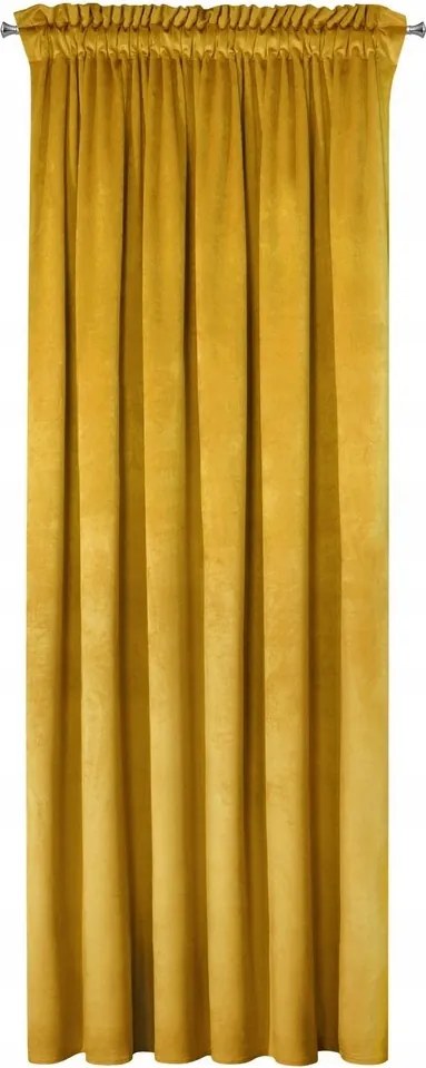 Függöny 140x270 Melanie mustár velúr szalagos kész