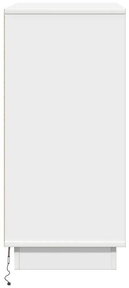 Éjjeli Szekrény LED Fénnyel Fehér 71x34,5x75 cm Műanyag Fa