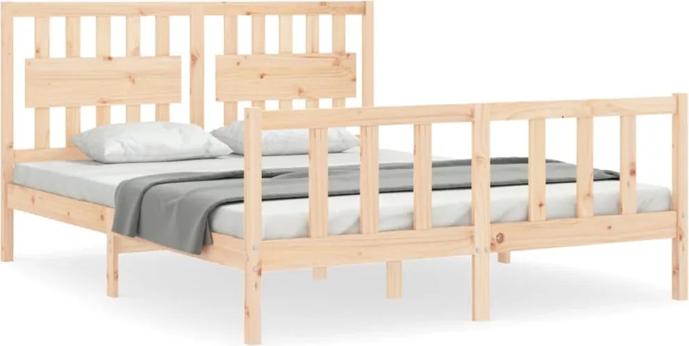 vidaXL tömör fa ágykeret fejtámlával King Size
