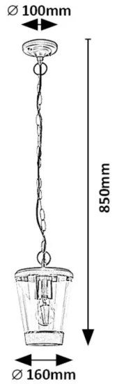 Rabalux 7268 - Kültéri csillár láncon SAVANO 1xE27/40W/230V IP44