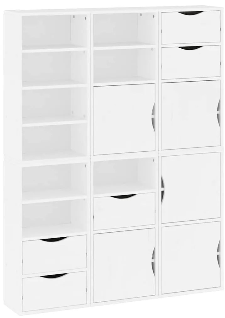 6 db fehér tömörfa fenyőfa oldalsó szekrény ODDA 40x24x79 cm