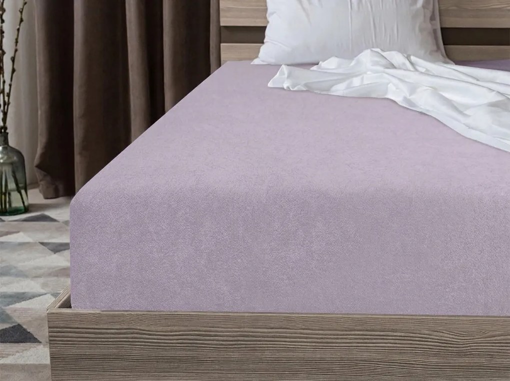 MOLTON fleece gumis lepedő világoslila 180 x 200 cm