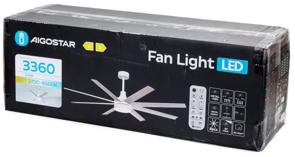 Aigostar - LED Dimmelhető mennyezeti ventilátor LED/24W/230V 2700-6500K + távirányító fehér