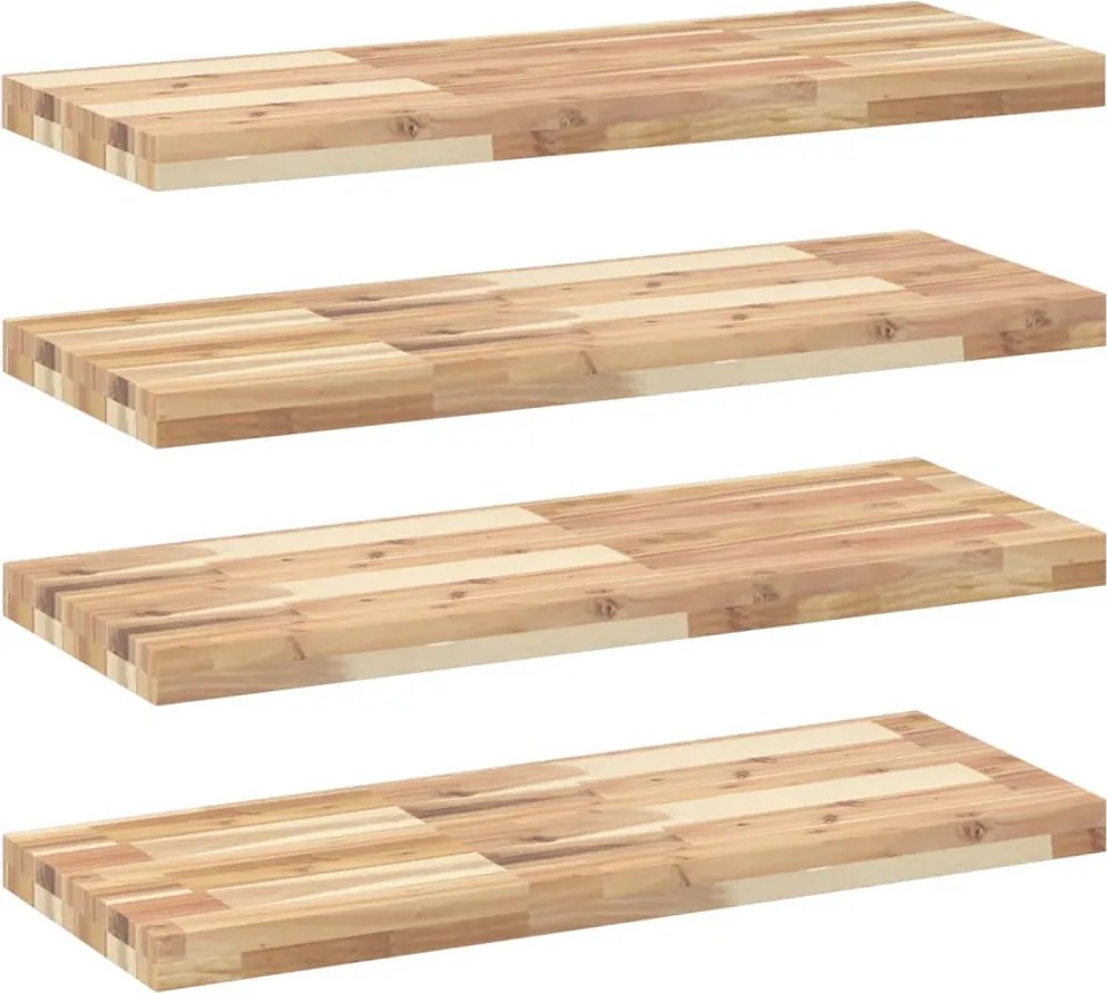 vidaXL 4 db kezeletlen tömör akácfa függőpolc 100 x 30 x 4 cm