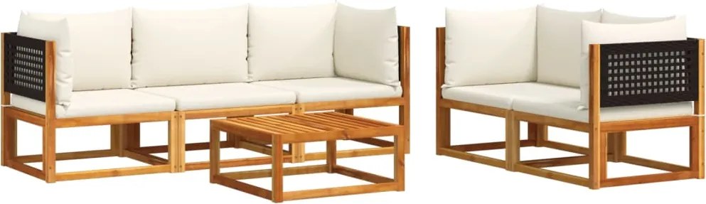 vidaXL 6 darabos akácfa és rattan kerti kanapégarnitúra párnákkal