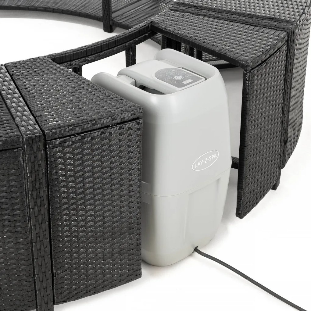 Lay-Z-Spa kör alakú rattan pezsgőfürdő bútor, 180 cm, fekete