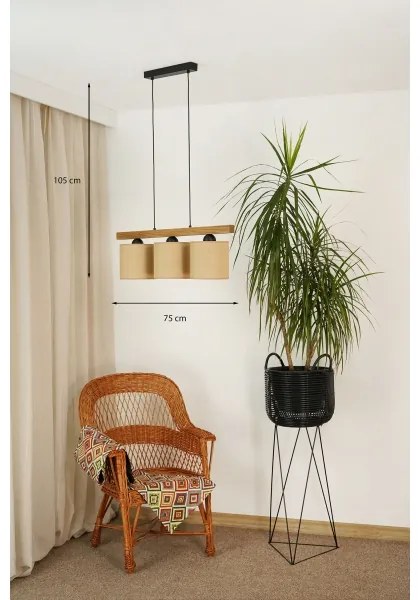 Brilagi - Csillár zsinóron FOREST 3xE27/15W/230V fenyő/barna/fekete