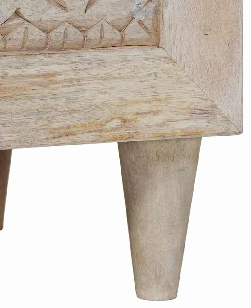 TV szekrény fiókkal Fehér 100 x 33 x 46 cm tömör mangófa