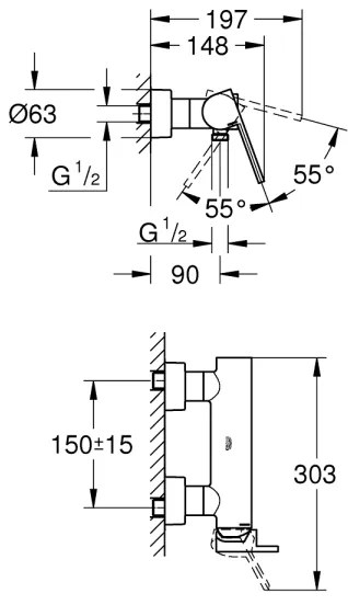 GROHE 33577003 - PLUS zuhanycsaptelep DN 15, fényes króm