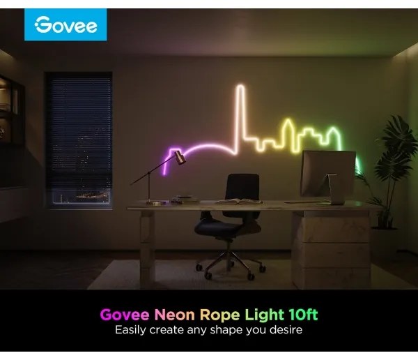 Govee - Neon 2 MATTER rugalmas RGBIC LED szalag, 3 m-es, Wi-Fi