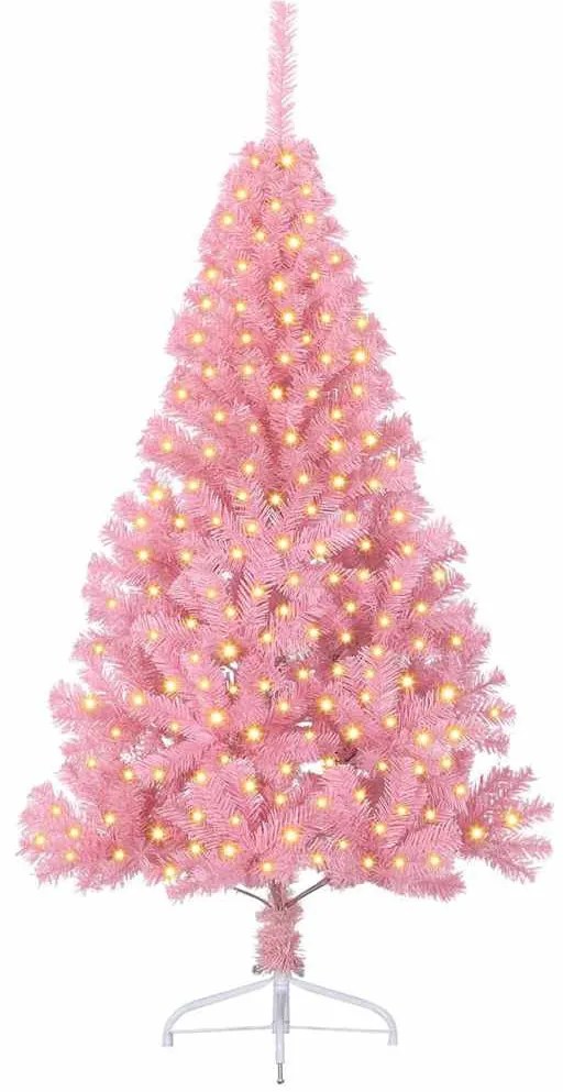 Mesterséges, előre világított karácsonyi fa Rózsaszín 180 cm