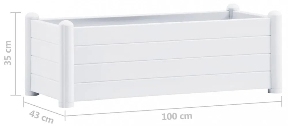 fehér kerti PP magaságyás 100 x 43 x 35 cm